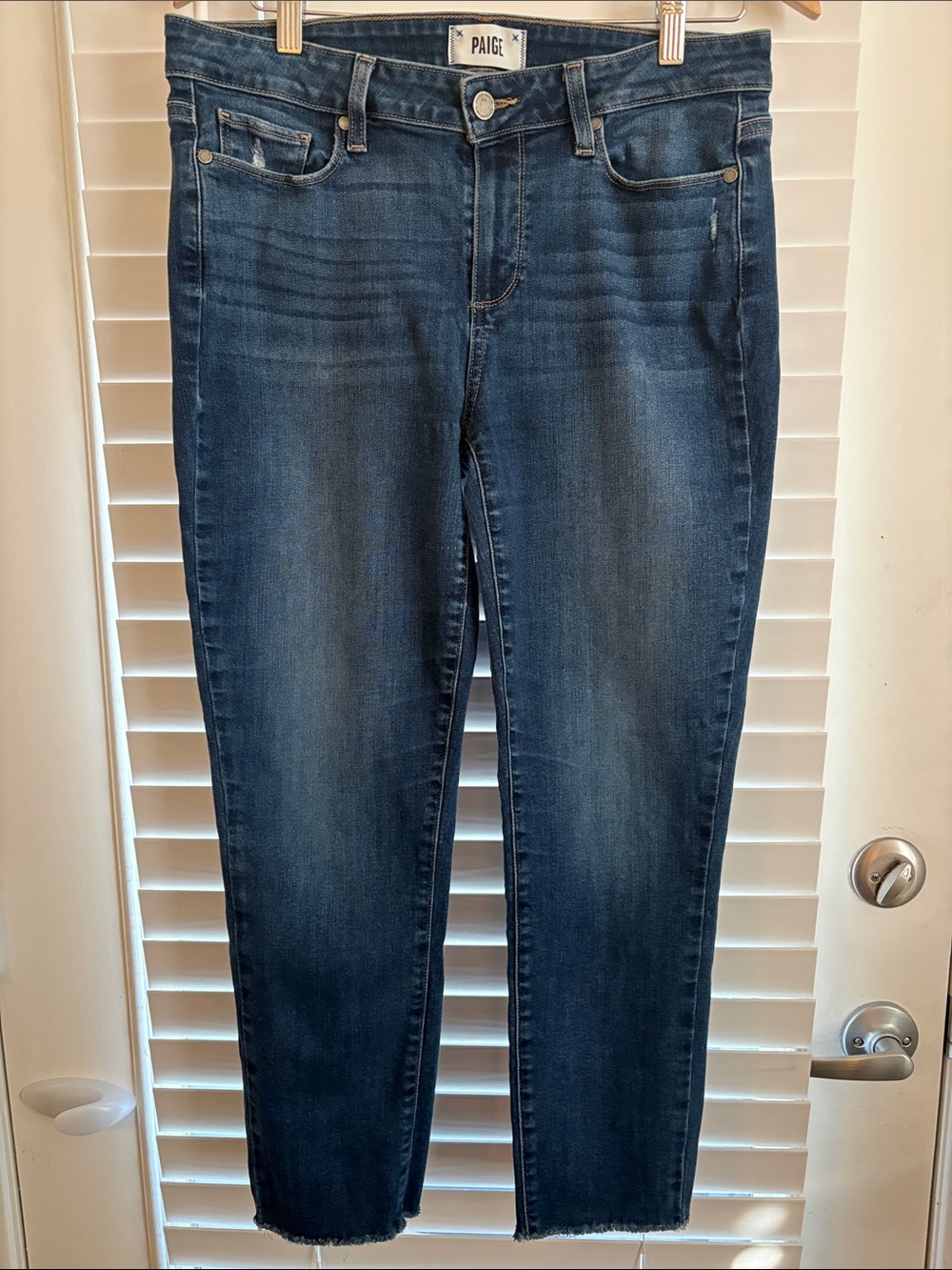 PAIGE Indigo Kylie Crop Distressed Jeans SZ 32
